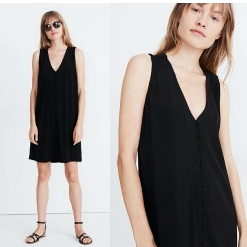 Madewell Heather Black Button Front Sleeveless Dress Size XXS